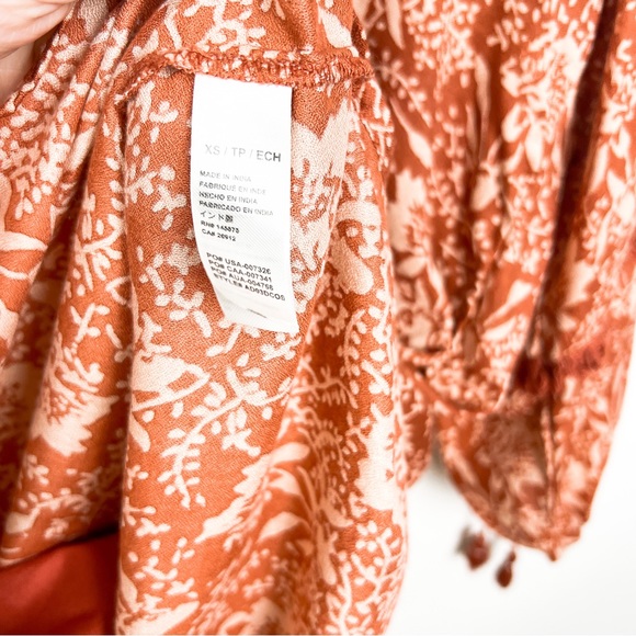 Amuse Society tassel floral boho puff sleeve tunic mini dress size xs - Picture 6 of 7